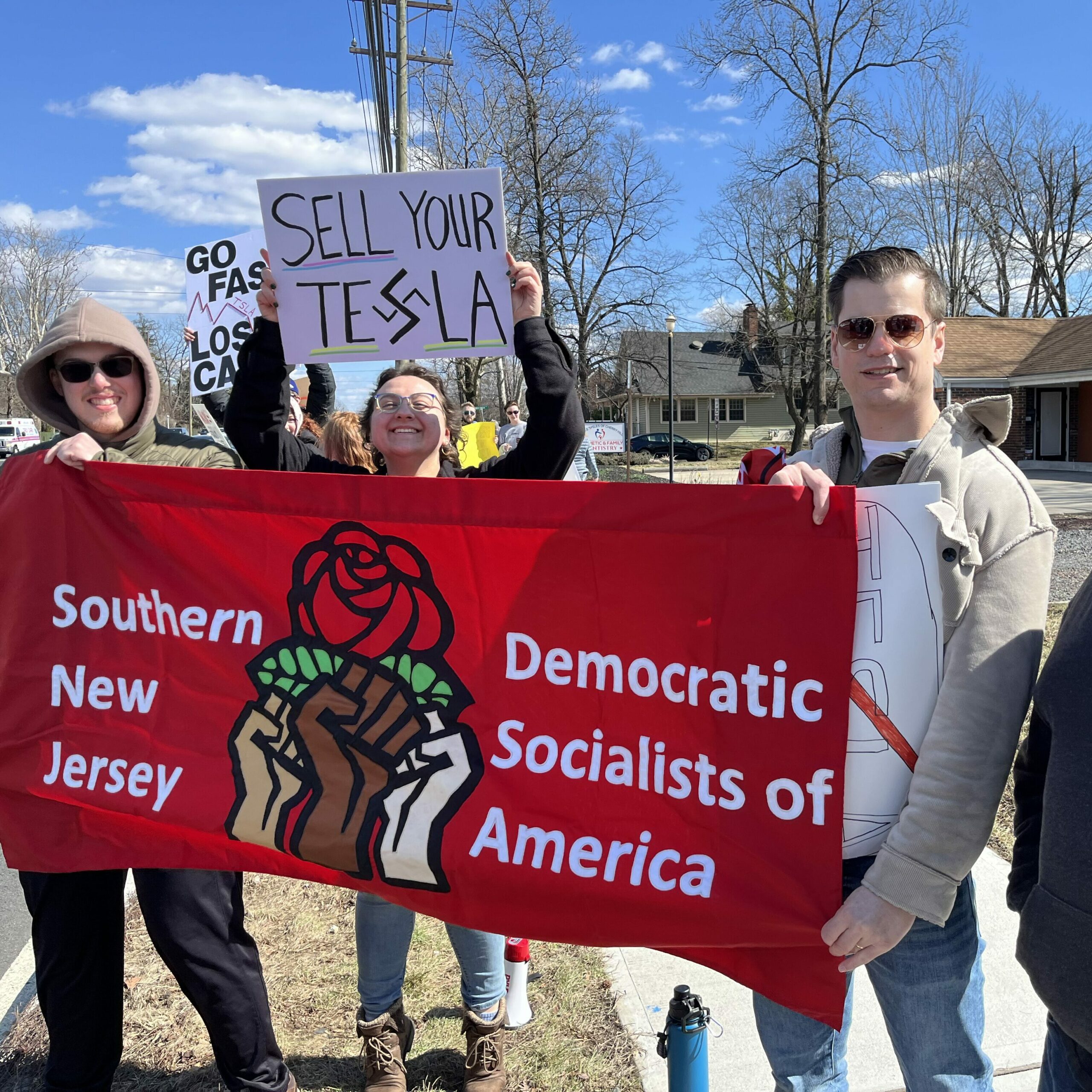 SJ DSA at the Cherry Hill Tesla Protest 3/8/25